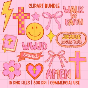retro faith clipart bundle christian png cross bow wwjd amen jesus loves you