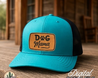Dog Mama Leather Hat Patch SVG- Funny Laser Engraving Design,  Digital Download, Animal Art, Instant Access