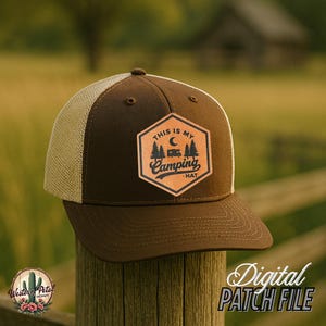 Parche para gorra de camping SVG: diseño divertido de grabado láser, descarga digital, arte masculino, acceso instantáneo