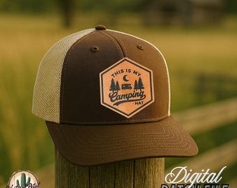 Camping Hat Patch SVG- Funny Laser Engraving Design,  Digital Download, mens Art, Instant Access