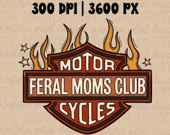 Clube de Mães Motociclistas PNG, Design de Camiseta para Mãe Motociclista Desenhado à Mão, Design de Sublimação para Mãe Motociclista, Camiseta com Gráfico de Chama Retrô PNG, Instantâneo