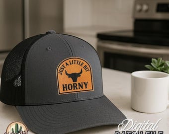 Bull Leather Hat Patch SVG – Adult Humor Laser Engraving Design (Digital Download)