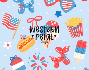 Patriotic Seamless Pattern | 4th of July Digital Paper (12x12 PNG)