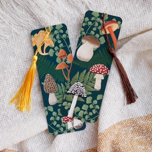 Mushroom and Fern Bookmark with or without Tassel