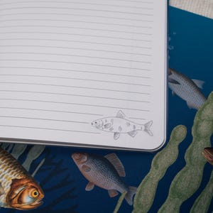 A5 Handmade Notebook with Vintage Fish Design - ruled