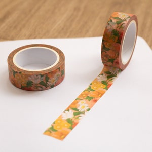 Washi Tape mit Frühlingswiesen-Muster - Illustriertes Reispapier-Masking Tape