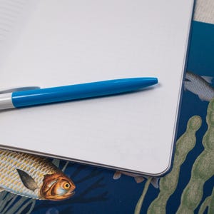 A5 Handmade Notebook with Vintage Fish Design - blank