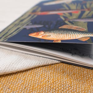 A5 Handmade Notebook with Vintage Fish Design - close up