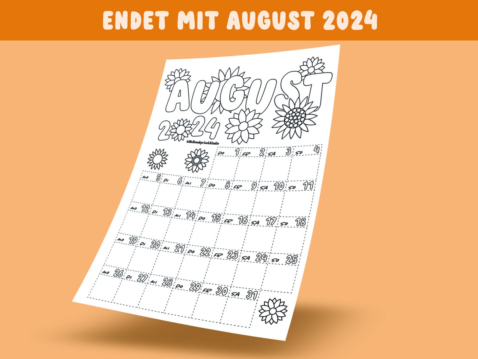 Kalender 2025 zum Ausmalen:  Entdecken Sie die entspannende Welt der Ausmalbilder!