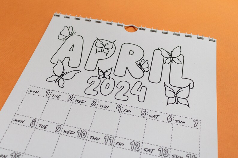 Personalised 2024 Colouring Calendar Gift Bundle With Colouring Pencils