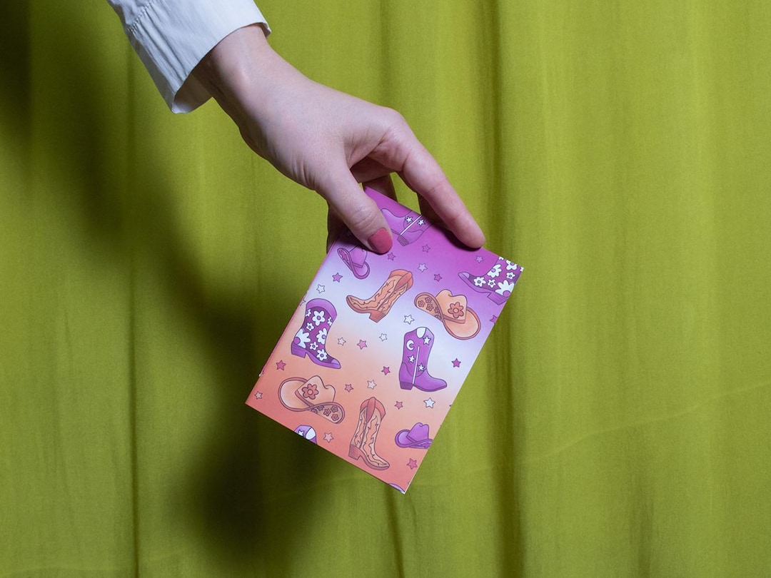 Pocket Sketchbook With Howdy Design | Handmade A6 Plain Notebook - Etsy