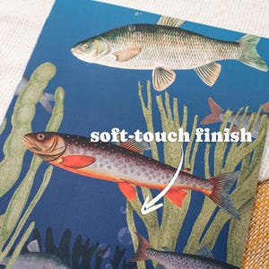 A5 Handmade Notebook with Vintage Fish Design - soft-touch finish