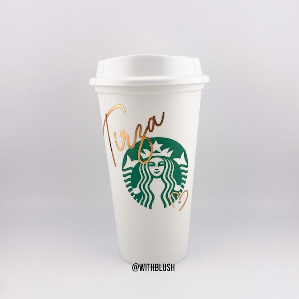 Personalized Starbucks Cup | Reusable Travel Cup To Go Coffee | Custom Name | Starbucks Travel Mug | Starbucks Hot Cup | Starbucks Heart