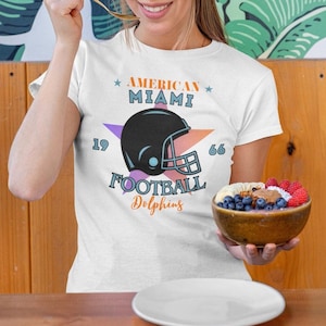 Miami Football T-Shirt, Vintage Miami Football Crewneck, Retro Miami Football Women Shirt, Miami Florida Football Gift,Dolphin T-Shirt