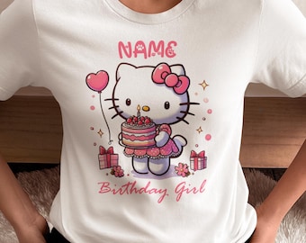 Hej katt födelsedagströja, personlig katttröja, födelsedagsflickafesttröja, personlig födelsedagsflickatröja, kawaii-tröja, härlig katttröja