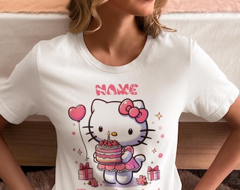 Hej katt födelsedagströja, personlig katttröja, födelsedagsflickafesttröja, personlig födelsedagsflickatröja, kawaii-tröja, härlig katttröja