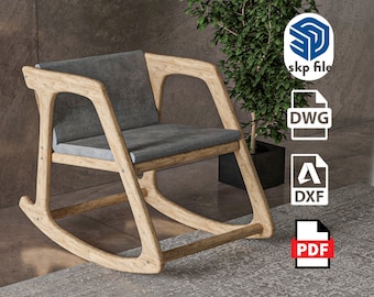Modern houten schommelstoelontwerp - SKP, DWG, DXF en pdf meubelplan
