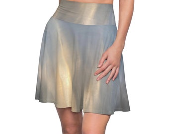 VoyagingWithin, Clothing, women's skater skirt, grey blue gold