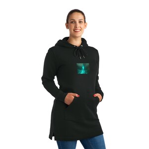 VoyagingWithin, Clothing, organic cotton and recycled polyester hoodie dress, Turquoise Depths image 1