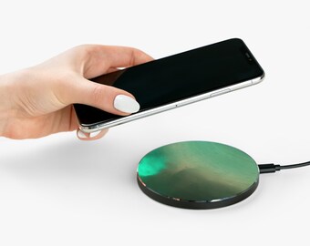 VoyagingWithin, Tech Accessories, Wireless Charger, Green Fire