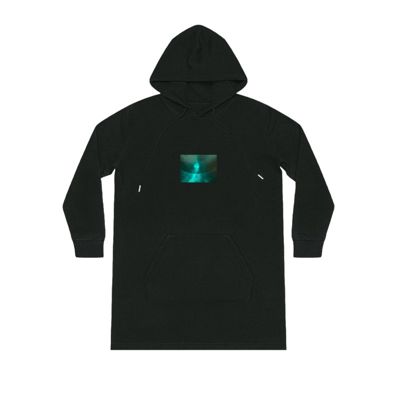 VoyagingWithin, Clothing, organic cotton and recycled polyester hoodie dress, Turquoise Depths image 2