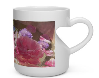 VoyagingWithin, Kitchen, heart shaped mug, 11 oz, Springtime Joy