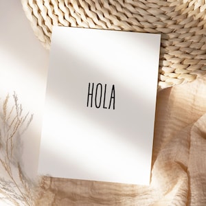 Hola! Spanish Greeting Card, Gracias Spanish Card, Handcrafted Spanish Note Card, Unique Spanish Gift, Thank You Hola Card