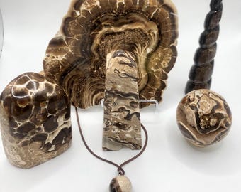 Chocolate Calcite: Slab, Sphere, Tower, Freeform, Horn, Necklace
