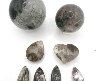 Garden Quartz Sphere & Cabochon Set
