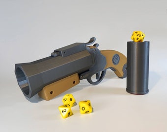Dice Blunderbuss (Sawed-Off) - Rubber Band Powered Dice Launcher (3d print files only)