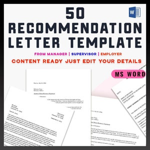50 Recommendation Letter Template For Employee | MS Word Editable | Content Ready Just change details