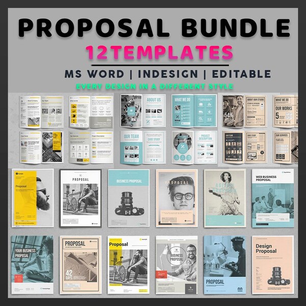 12 in 1  Project Proposal Bundle Template | MS Word Template | Indesign Template | Client Proposal | Business Proposal | Brief Proposal |