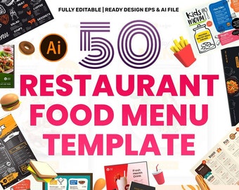 50 Restaurant Essen Menüvorlagen: Bearbeitbare EPS & AI Designs