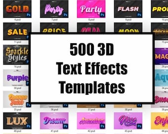 500+ szablonów efektów tekstowych 3D Plik edytowalny w programie Photoshop PSD