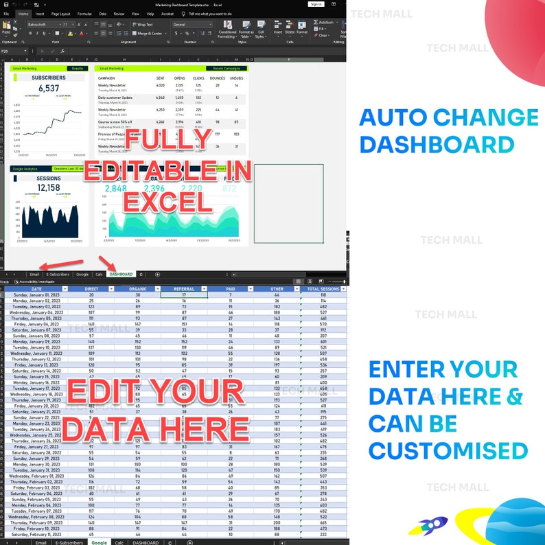 12 EXCEL KPI-instrumentpanelmallar, helt redigerbara | MS Excel-redigering | Färdig användning bild 9