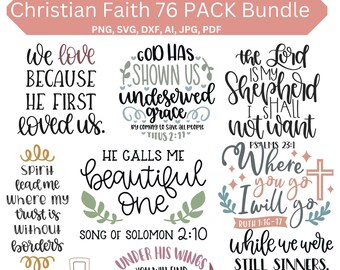 Christian Faith SVG Bundle, inspirieren Sie Ihren christlichen Glauben mit unserem 76 Pack Bundle von SVGs und PNGs, Cricut Dateien