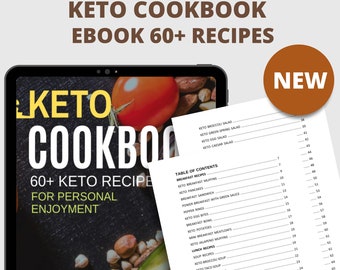 Keto Diet Cookbook & Recipe Ebook, Low Carb Recipes For Weight Loss, keto diet planner, 60+ Healthy Recipes Digital download Nutrition Guide