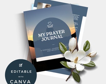 Editable, Printable Prayer Journal, Edit In Canva, Christian Faith Gift Prayer Journal, Bible, Instant Download, christianity journal, Jesus