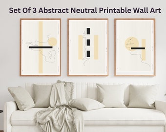 Abstract Neutral Printable Wall Art Set, Instant Download, Abstract Art Prints, Boho Decor, Neutral Tone, Gallery Wall Set