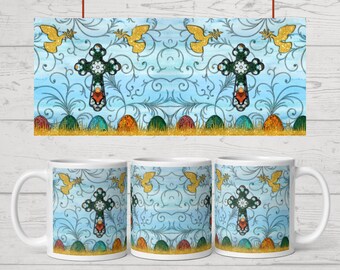 Christian Easter 11Oz & 15Oz Mug Wrap Template | Faith Mug Wraps Png | Catholic Mug Png | Png Instant Download | Mug Wrap Sublimation