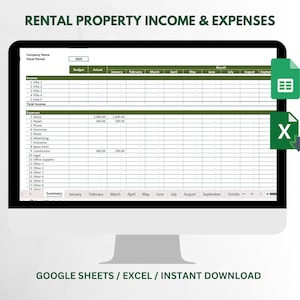 Rental Property Income And Expense Tracker | Excel Spreadsheet | Monthly And Annual Summary | Landlord Bookkeeping Template | Air B&B Profit