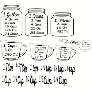 Kitchen Measurement Conversion Chart SVG, Kitchen Decor, Kitchen Sign SVG, Kitchen Cut Files Cricut, Printable Kitchen Chart, Silhouette