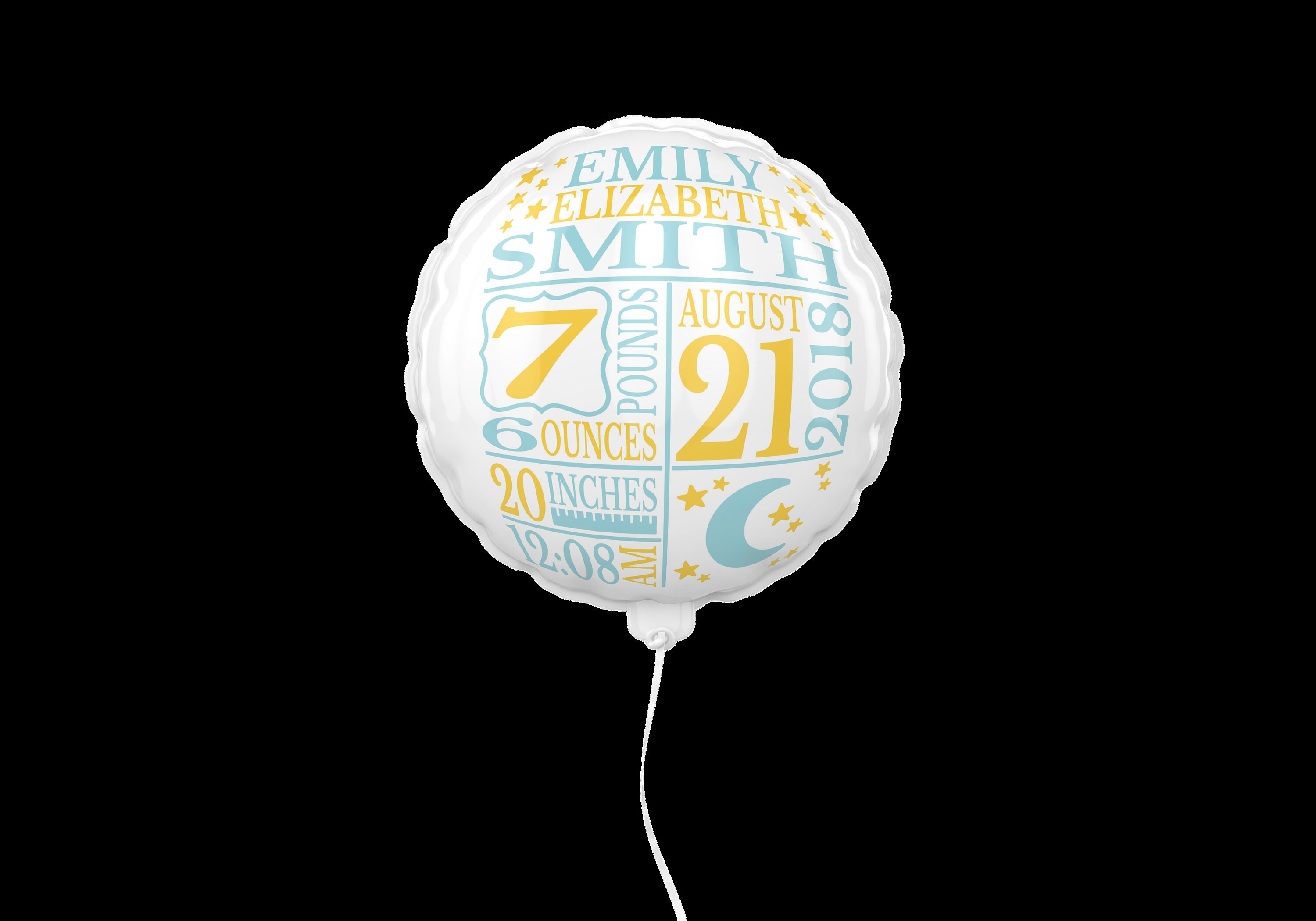 Moon and Stars Baby Birth Announcement SVG DXF EPS Template, Birth ...