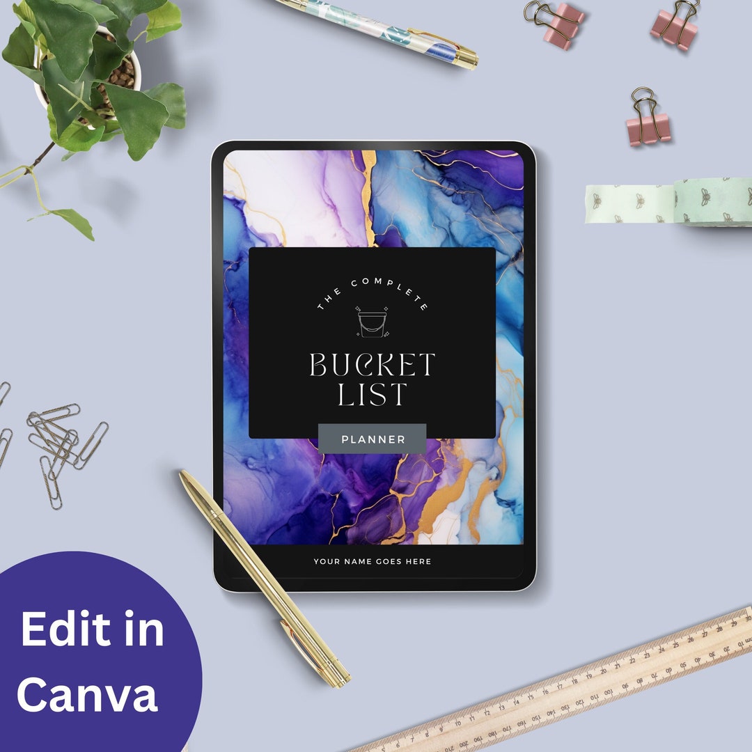 Comprehensive Bucket List Planner, Editable Canva Template, 92 Pages ...