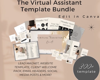 Virtual Assistant Template Bundle | VA Instagram Posts | Virtual Assistant Welcome Packet | Full Business Client Bundle | Brand | Editable |