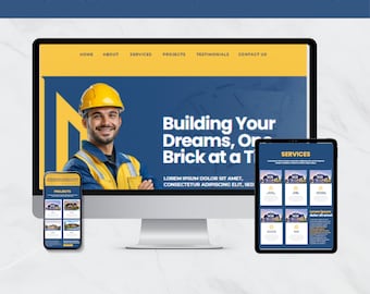 Modèle canva de site Web de construction, modèle de site Web de constructeur de maison, site Web fait pour vous, modèle de conception de site Web de construction page de destination