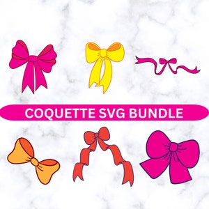 Coquette SVG Bundle Pink Bow PNG Coquette Aesthetic Girly Instant Digital Download Cricut Files Pink Bow Coquette Ribbon