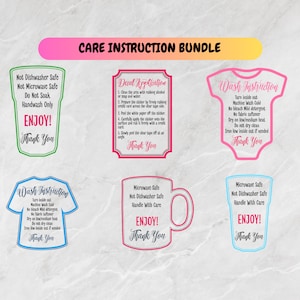 Washing Instructions | Mug Care Svg | Care Card Instructions | Care Card Bundle Digital Print | Small Business Supplies | Care Card Svg