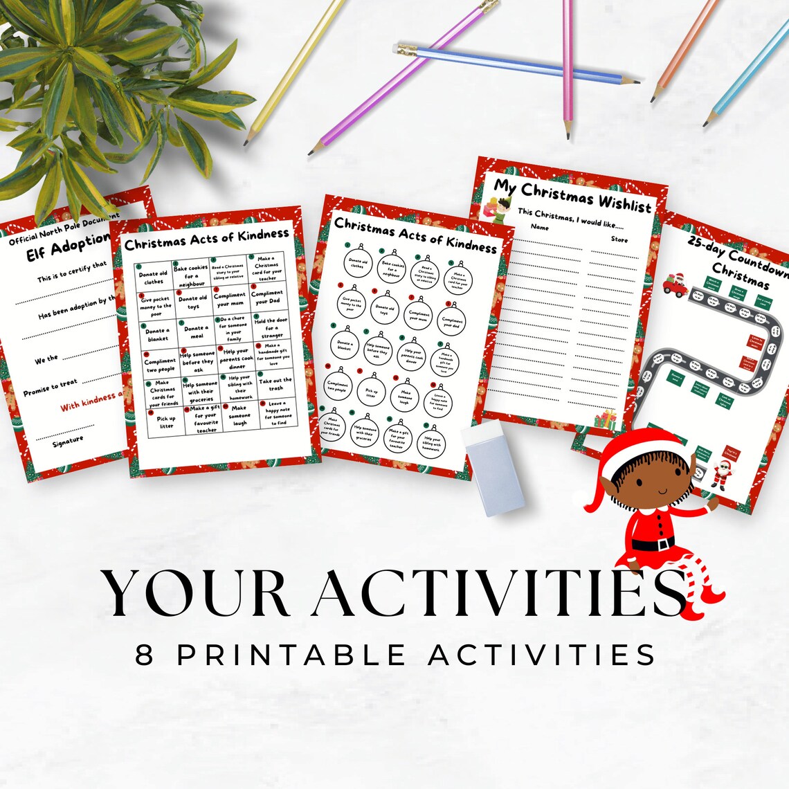 Christmas Countdown Kids Activity Workbook, Xmas Countdown Worksheets ...