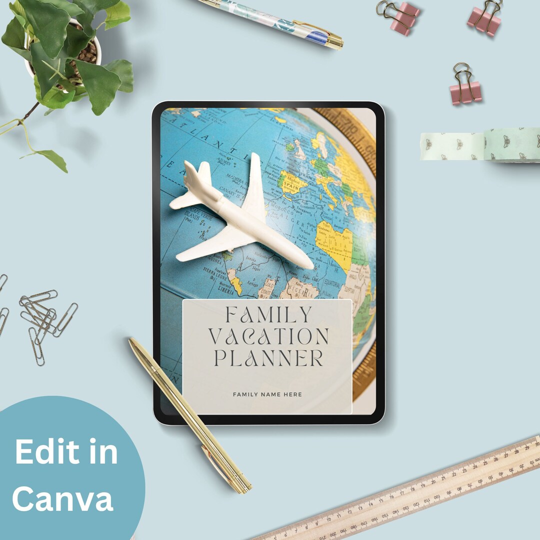 Travel Vacation Holiday Planner, Instant Digital Download, 54 Canva ...